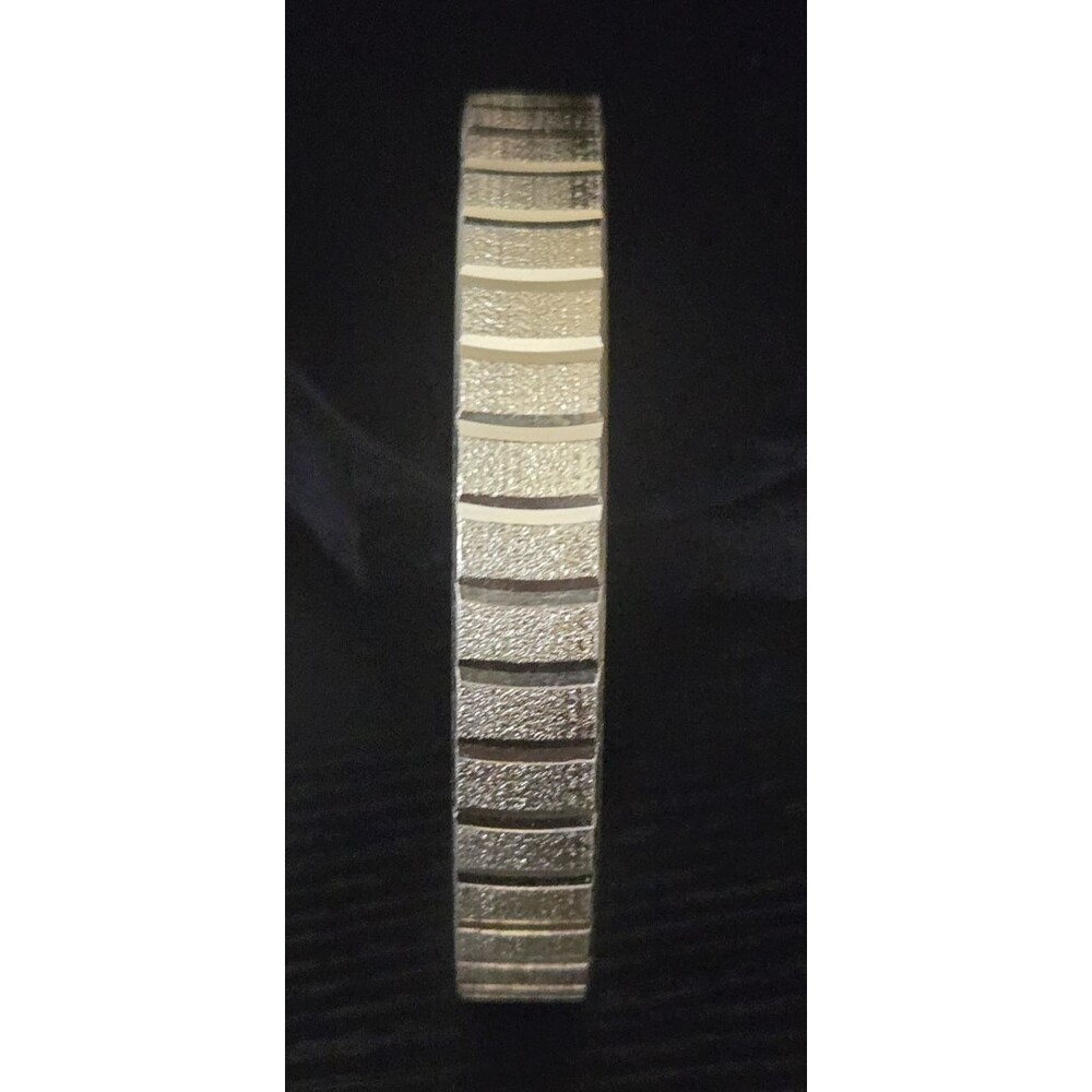 Vtg West Germany Gold Tone Textured Striped Bangle Bracelet 8" Statement Jewelry